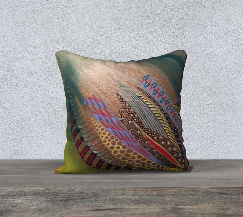 Throw Pillow Cover 18x18 Eclectic Feather